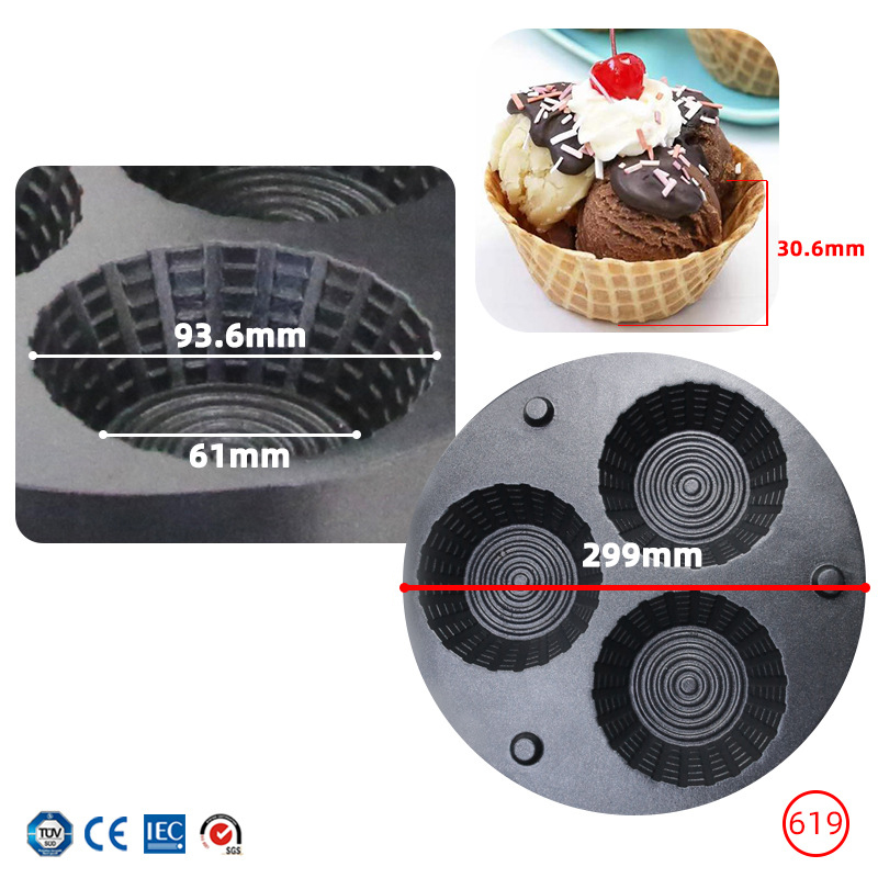 상업용 3구 아이스크림 와플 콘 메이커 아이스크림 와플 - Commercial Waffle Cone Maker Ice Cream 리뷰 및 가격