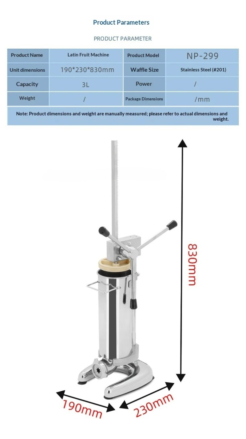 산업용 츄러스 필러 제조기 수동 핸들 츄러스 반죽 압출 - Churros Extruder Machine Manual 리뷰 및 가격