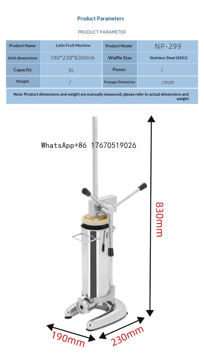 산업용 츄러스 필러 제조기 수동 핸들 츄러스 반죽 압출 - Churros Extruder Machine Manual 리뷰 및 가격
