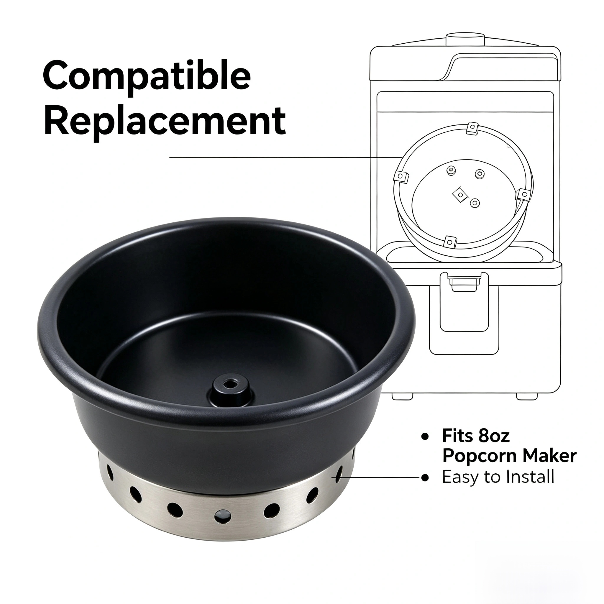 상업용 팝콘 기계용 8온스 논스틱 내부 냄비 교체품,  - Commercial Popcorn Maker 8Oz 리뷰 및 가격