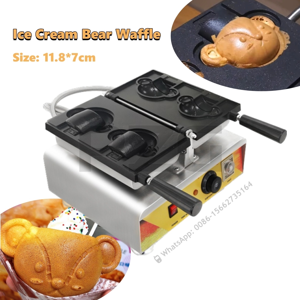 2개 테디베어 모양 미니 와플 케이크 메이커 디지털 아 - Commercial Waffle Cone Maker Ice Cream 리뷰 및 가격