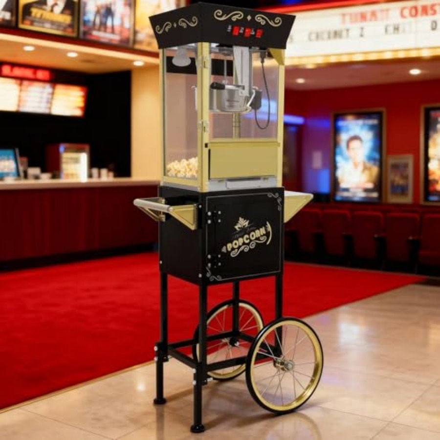 카트가 있는 팝콘 기계, 12온스 용기가 있는 팝콘 메 - Popcorn Machine Cart Vintage Style 리뷰 및 가격